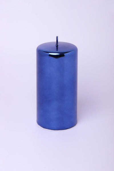 G Decor Candles Purple / Large pillar Solid Dark Purple Glass Effect Reflecting Gloss Pillar Candles