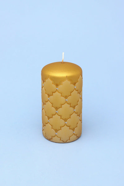 G Decor Candles Gold Spark Glitter Elegant Blue Gold Grey Pillar Candle