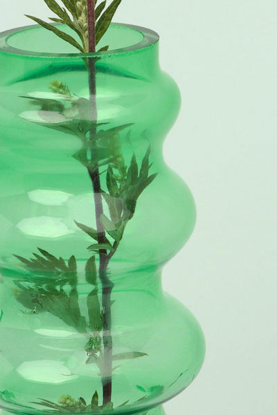 G Decor Stella Green Glass Ribbed Vase