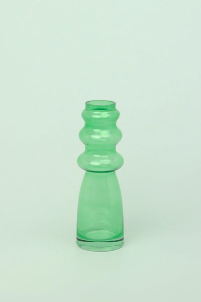 G Decor Stella Green Glass Ribbed Vase