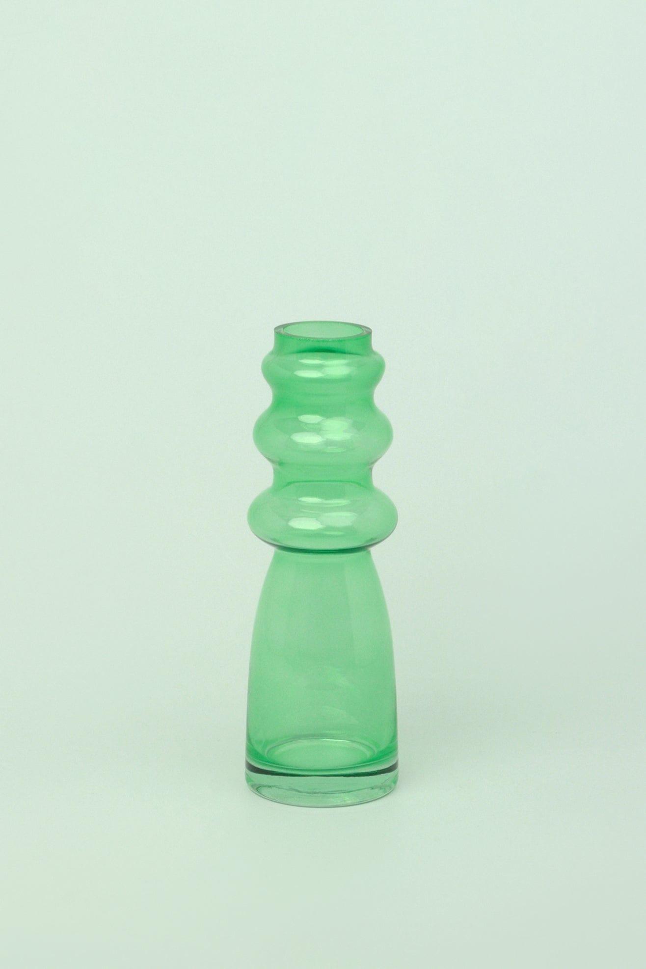 Stella Green Glass Ribbed Vase - G Decor