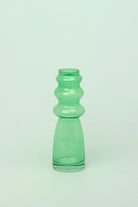 Stella Verde Recycled Green Ribbed Glass Flower Vase — close-up view, G Decor