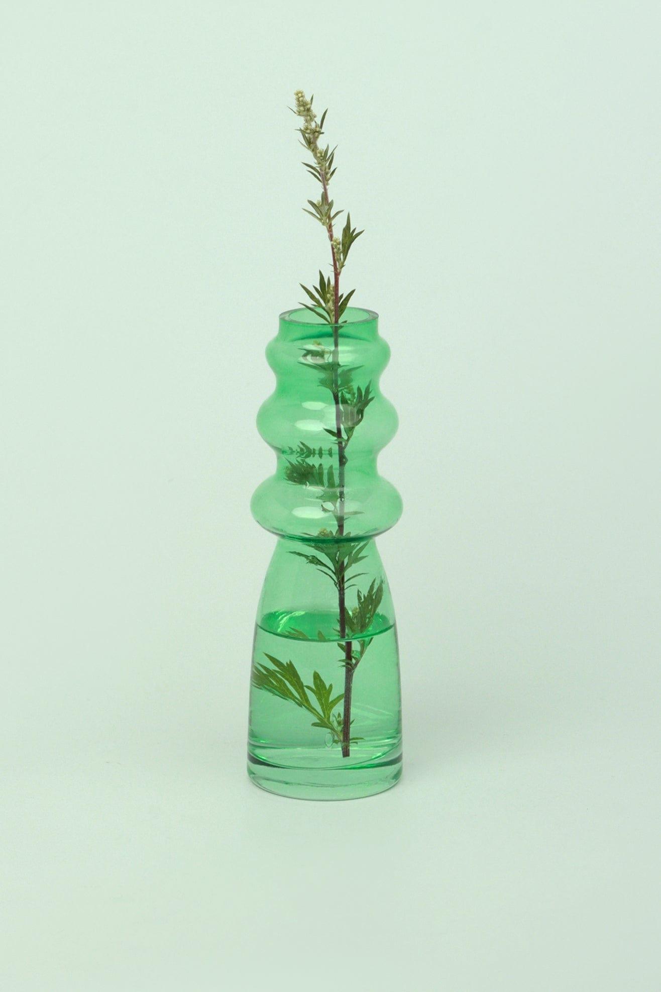 Stella Green Glass Ribbed Vase - G Decor