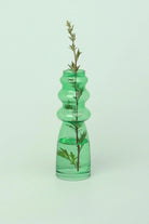 Stella Verde Handmade Recycled Green Ribbed Glass Flower Vase — G Decor