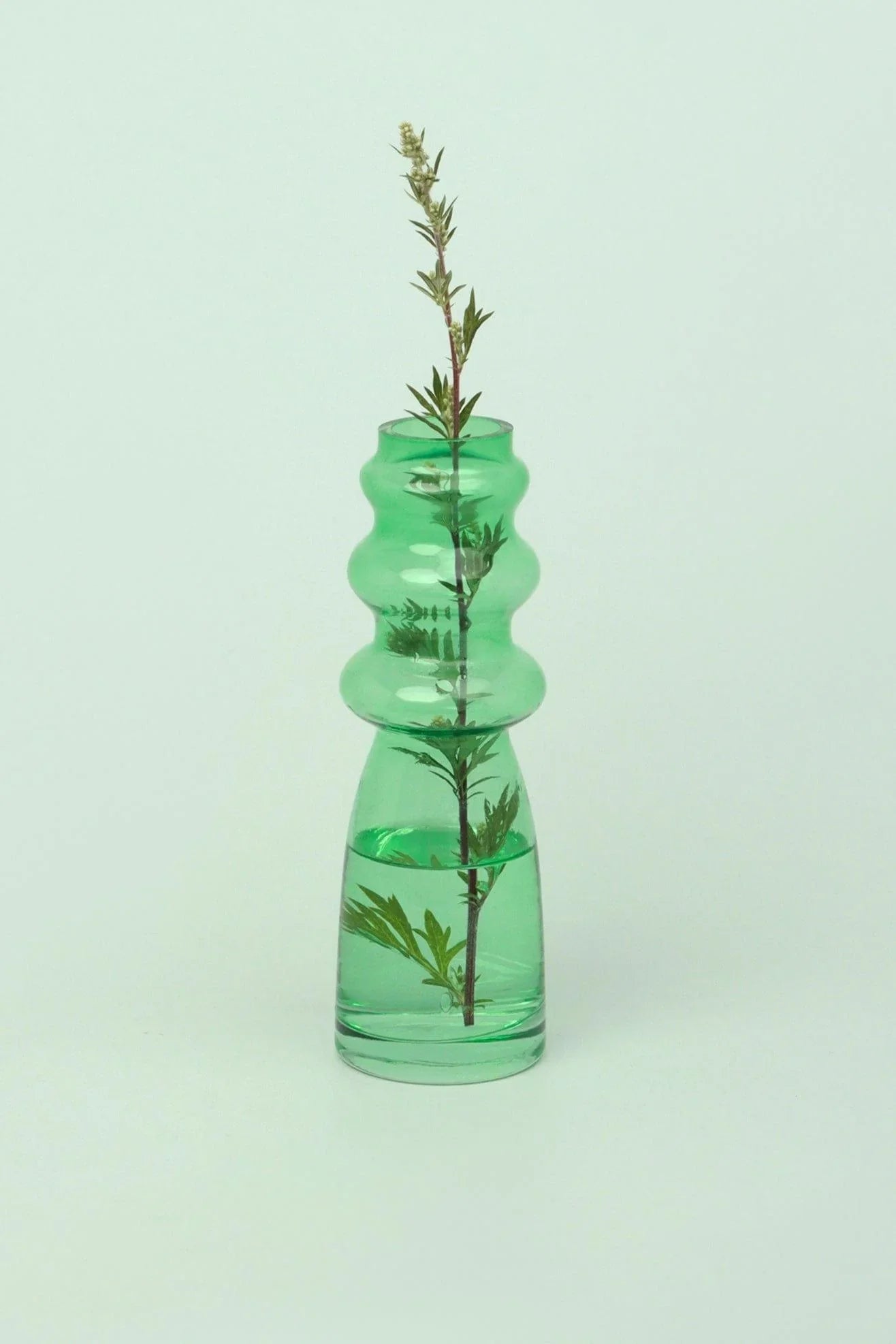 Stella Verde Handmade Recycled Green Ribbed Glass Flower Vase