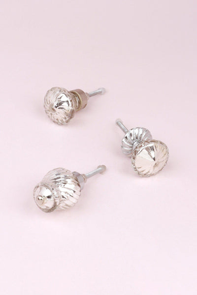 G Decor Cabinet Knobs & Handles Surahi Silver Chrome Mercury Glass Swirl Door Knobs
