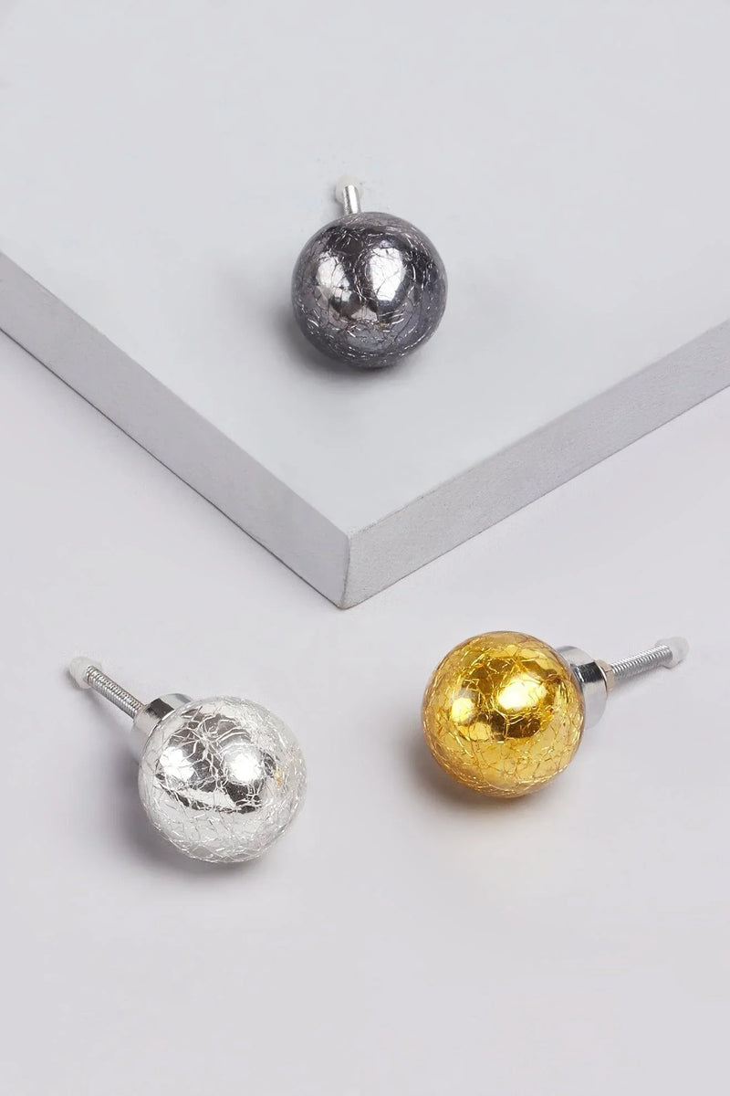 Runde Türknäufe in Crackle-Silber, Gold oder Grau