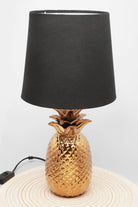 Ananas Doré Gold Pineapple Bedside and Table Lamp with Black Shade — G Decor