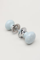 The Little Stars Collection – Light Grey Ceramic Mortice Door Knob Set with White Stars and Chrome Base for Interior Room Doors - G Decor