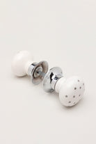The Little Stars Collection – White Ceramic Mortice Door Knob Set with Grey Stars and Chrome Base for Interior Room Doors - G Decor