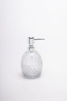 Florence Three-Piece Diamond-Cut Glass Bathroom Accessory Set — alternate view, G Decor