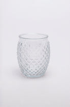 Florence Three-Piece Diamond-Cut Glass Bathroom Accessory Set — close-up view, G Decor