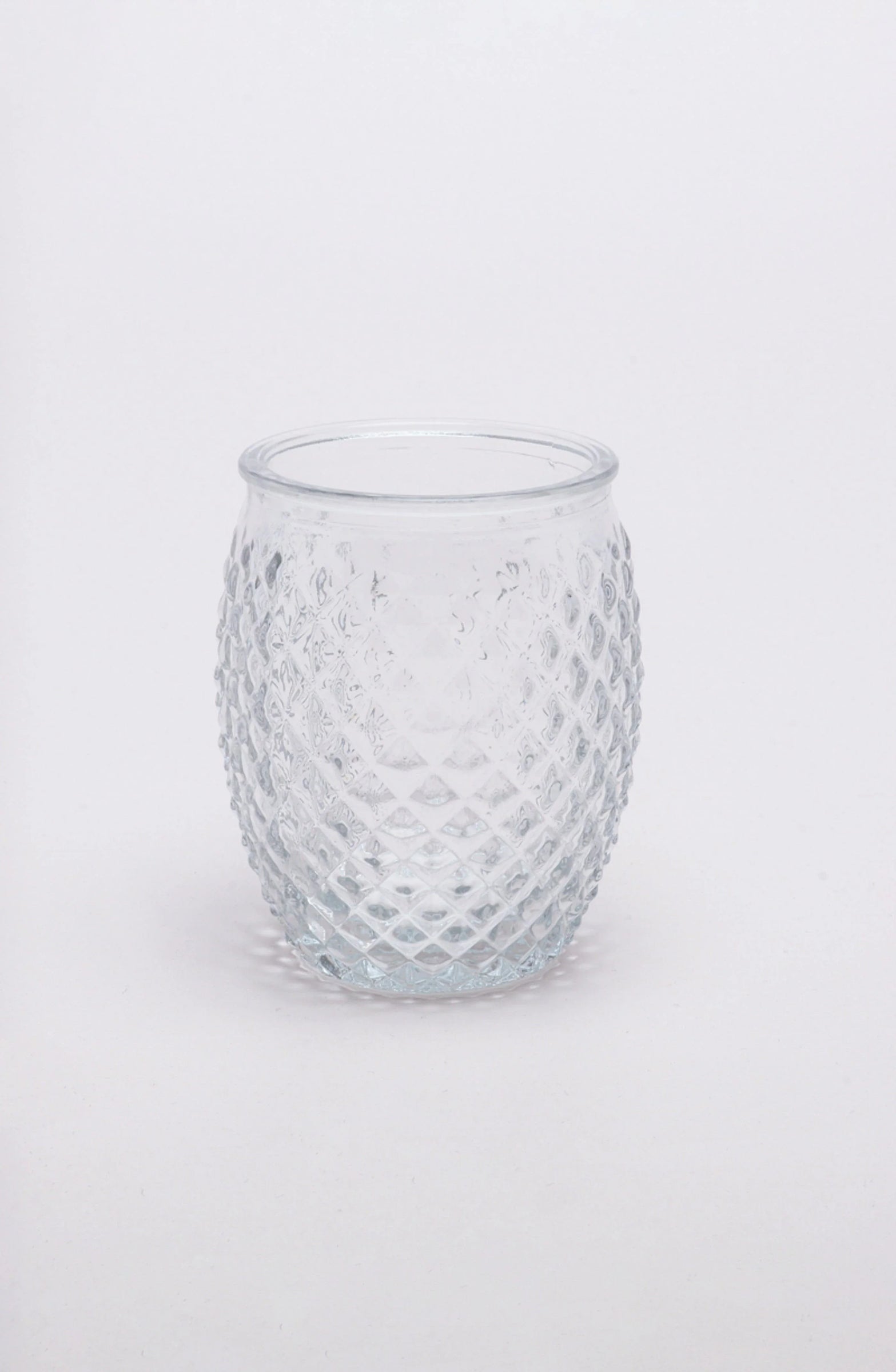 Florence Three-Piece Diamond-Cut Glass Bathroom Accessory Set — close-up view, G Decor