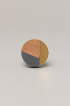 Three-Tone Wood, Resin & Brass Accent Knob, Cabinet Handle - G Decor