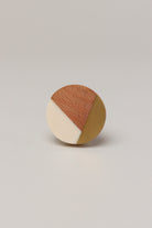 Three-Tone Wood, Resin & Brass Accent Knob, Cabinet Handle - G Decor