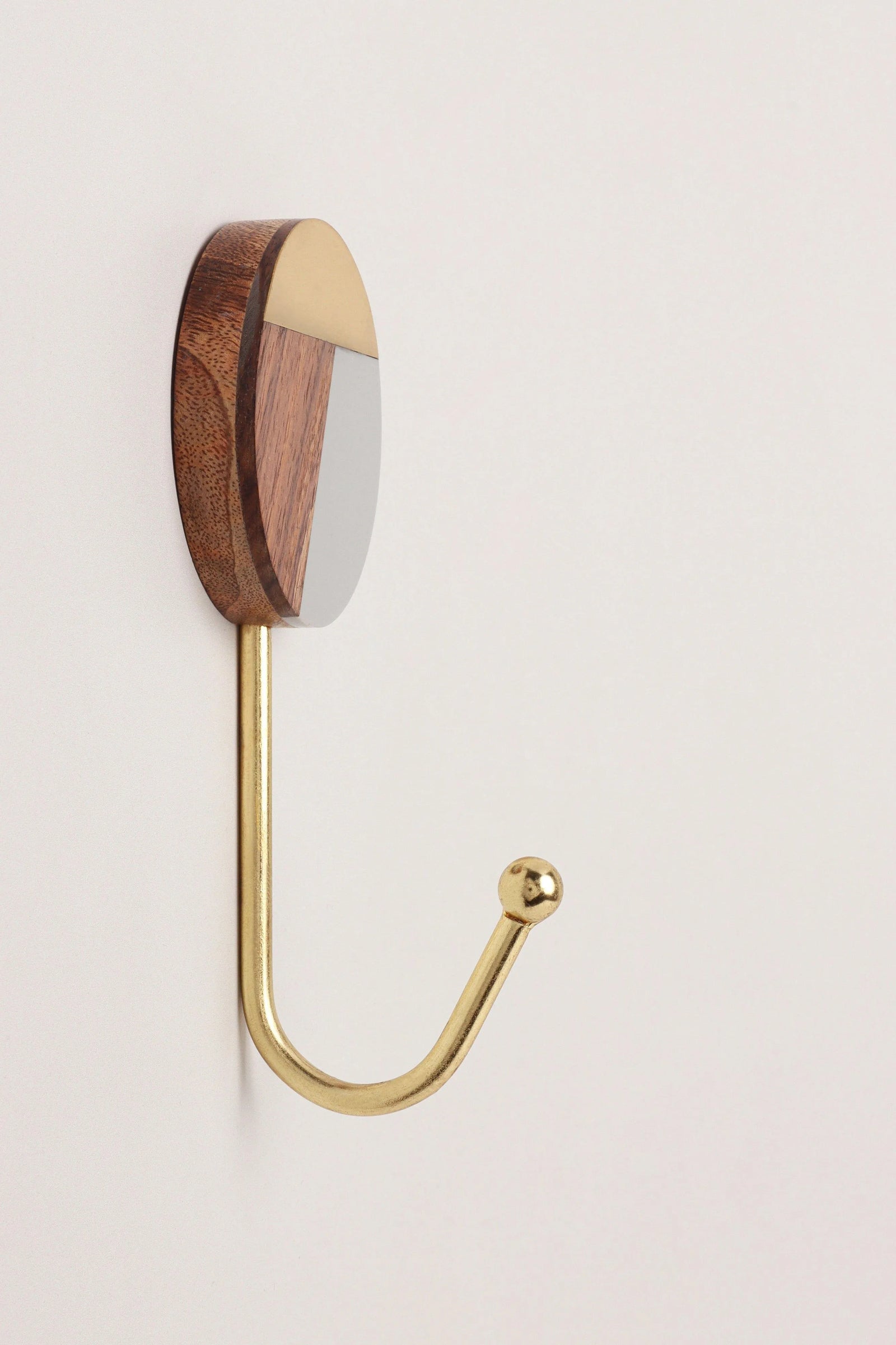 Three-Tone Wood Resin and Brass Wall Coat Hook — alternate view, G Decor