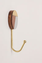 Three-Tone Wood, Resin & Brass Accent Wall Hooks Large Coat Hangers - G Decor