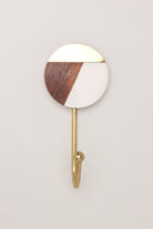 Three-Tone Wood Resin and Brass Wall Coat Hook — close-up view, G Decor