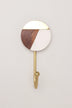 Three-Tone Wood Resin and Brass Wall Coat Hook — close-up view, G Decor