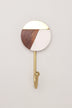 Three-Tone Wood, Resin & Brass Accent Wall Hooks Large Coat Hangers - G Decor