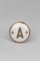 Traditional British Pub Tile Monogram Door Knob Black & Gold Alphabet Design - G Decor