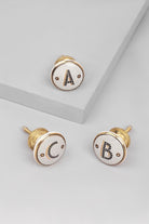 Traditional British Pub Tile Monogram Door Knob Black & Gold Alphabet Design - G Decor