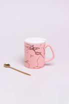 Eleonora Gold Marble Ceramic Mug with Lid and Spoon — close-up view, G Decor