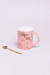 Eleonora Gold Marble Ceramic Mug with Lid and Spoon — close-up view, G Decor