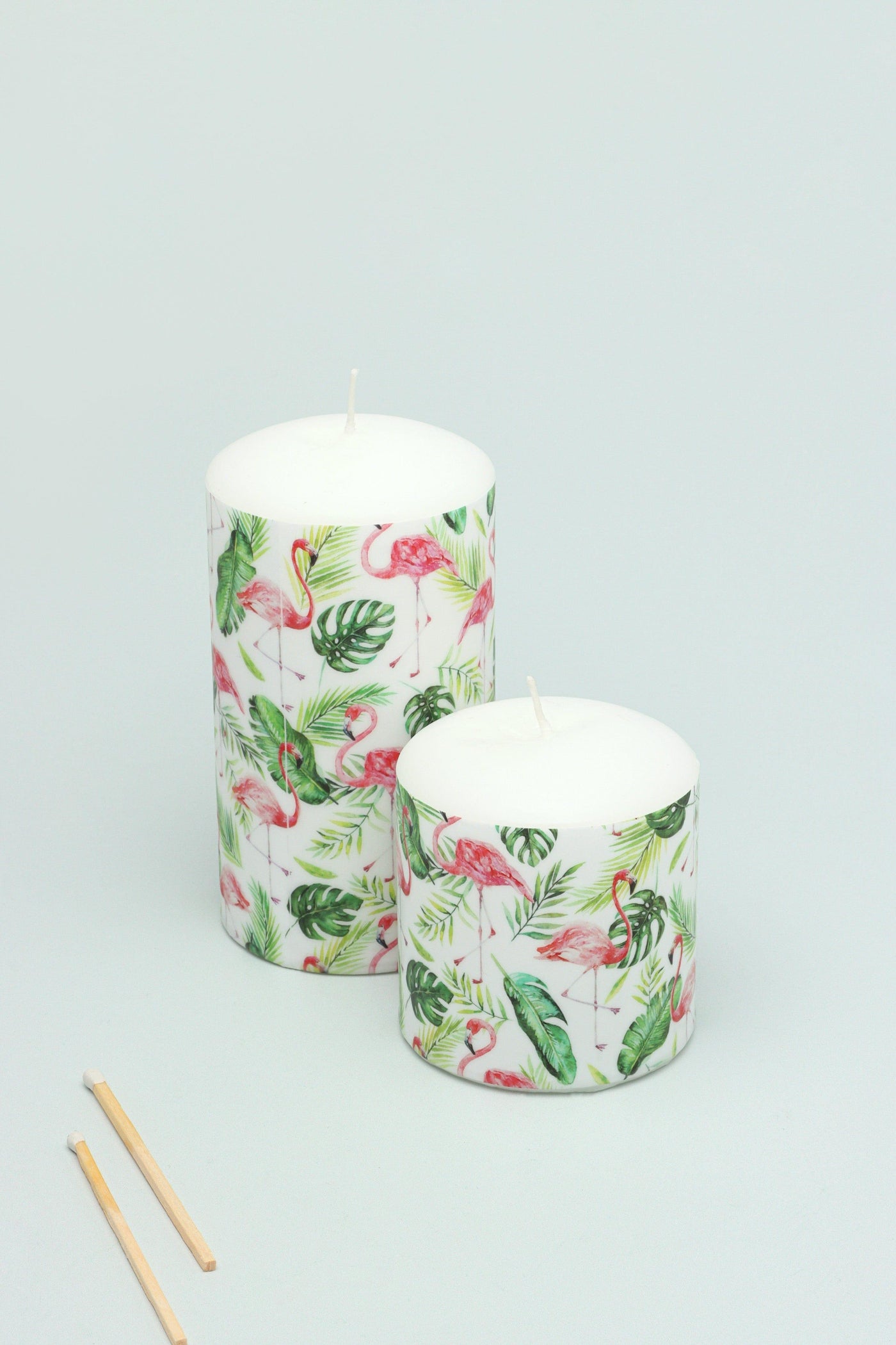 G Decor Candles White / Set Tropical Flamingo Floral Retro Pillar Candle