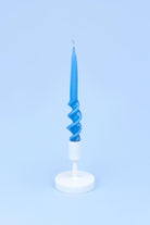 Twiselle Set of 2 Spiral Twisted Hand Dipped Dinner Baby Blue Taper Candles - G Decor