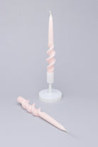 Twiselle Pair of Blush Pink Spiral Twisted Taper Candles — G Decor