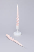 Twiselle Set of 2 Spiral Twisted Hand Dipped Dinner Blush Pink Taper Candles - G Decor