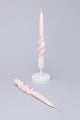 Twiselle Set of 2 Spiral Twisted Hand Dipped Dinner Blush Pink Taper Candles - G Decor