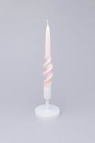 Twiselle Pair of Blush Pink Spiral Twisted Taper Candles — alternate view, G Decor