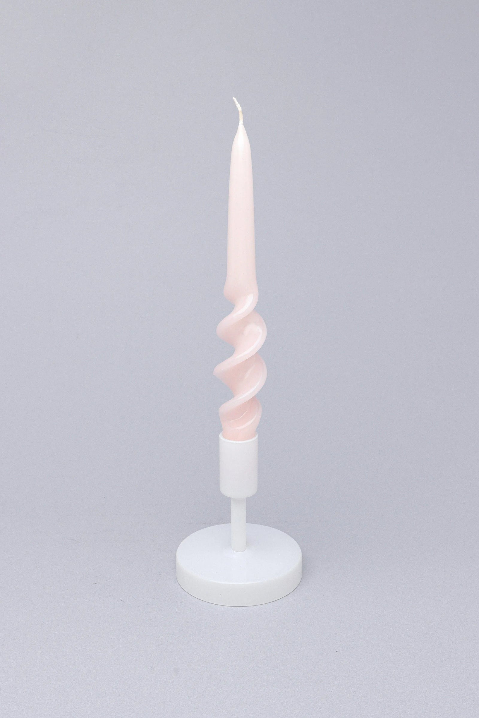 Twiselle Pair of Blush Pink Spiral Twisted Taper Candles — alternate view, G Decor