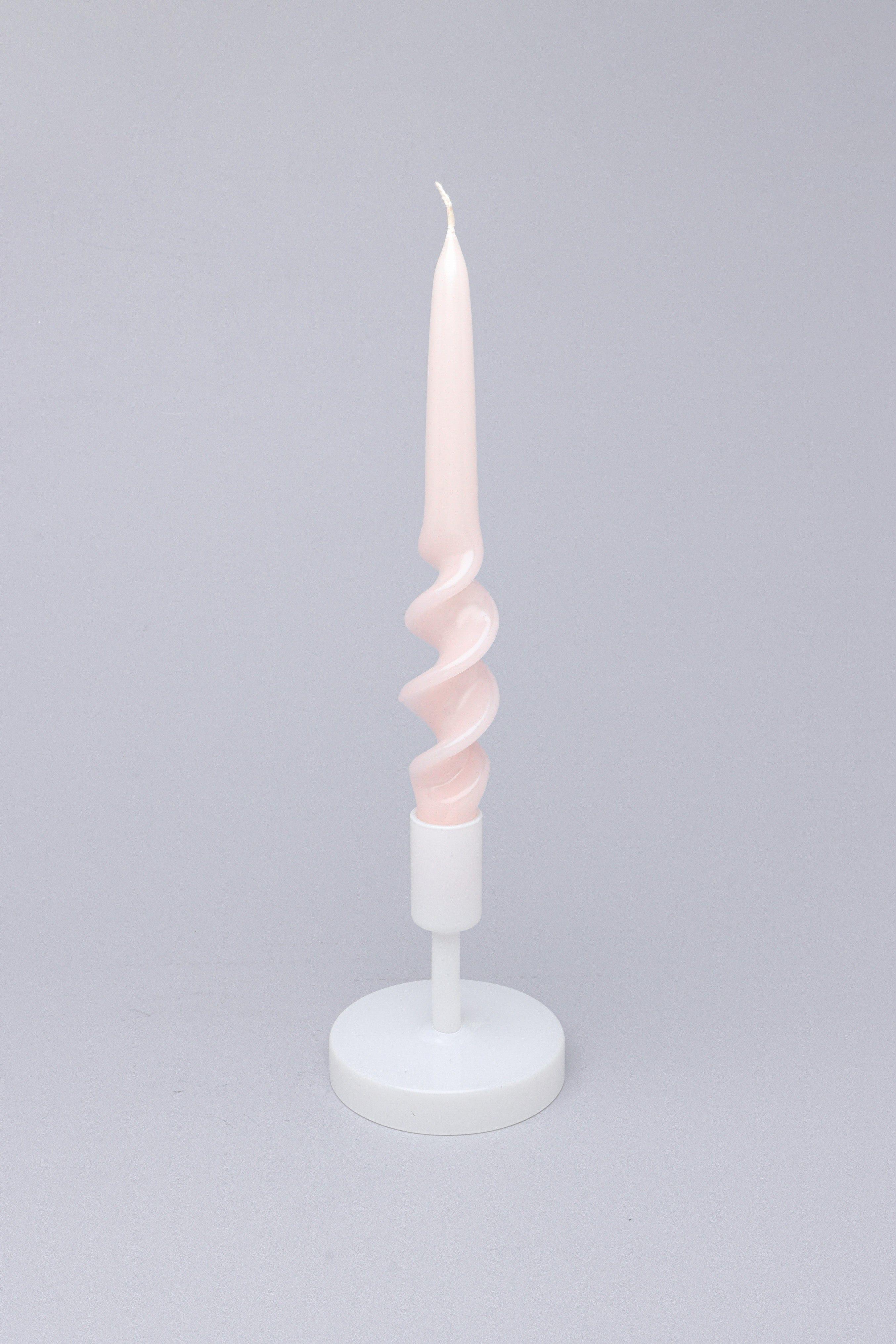 Twiselle Set of 2 Spiral Twisted Hand Dipped Dinner Blush Pink Taper Candles - G Decor