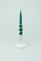 Twiselle Pair of Forest Green Spiral Twisted Taper Candles — alternate view, G Decor