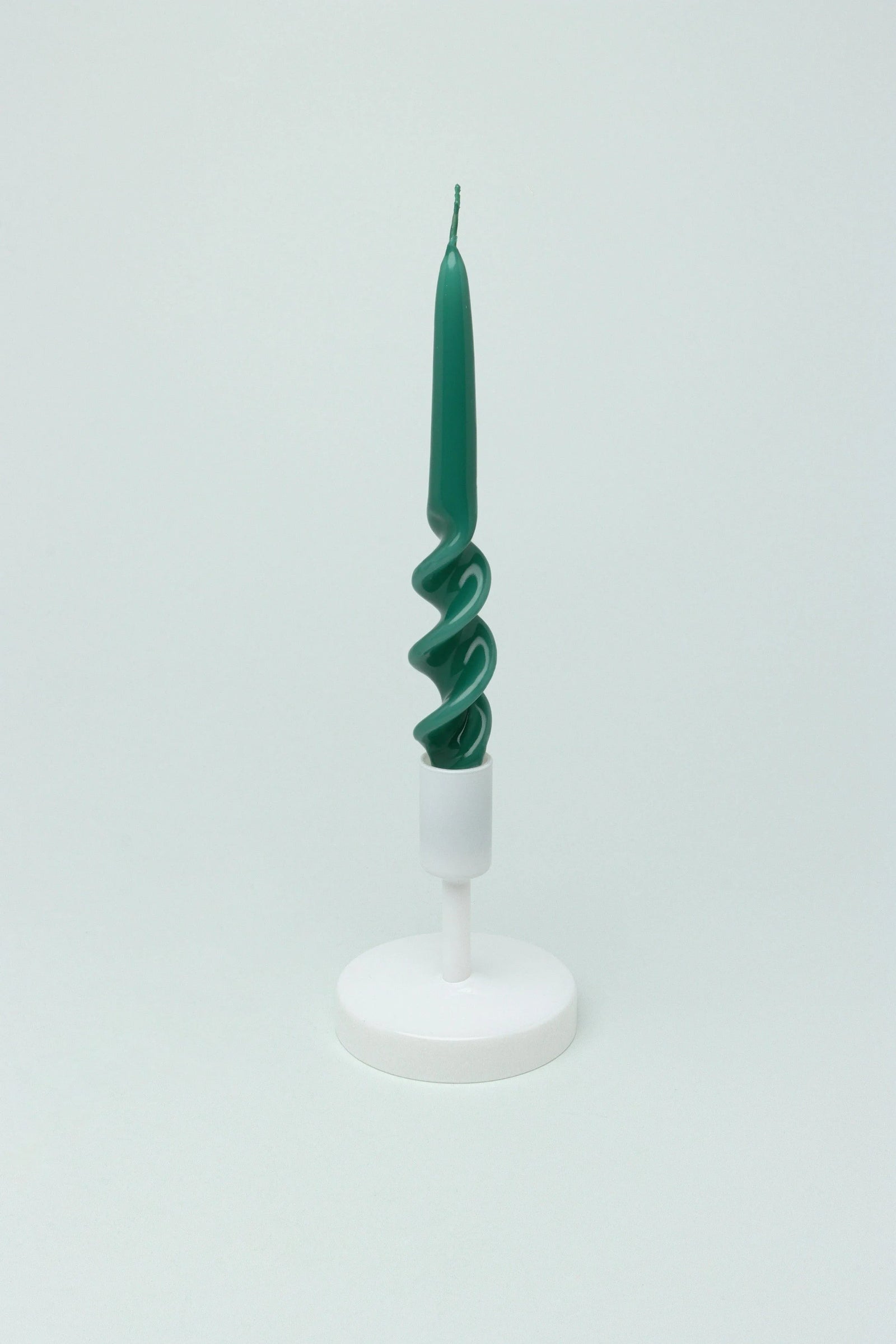 Twiselle Pair of Forest Green Spiral Twisted Taper Candles — alternate view, G Decor
