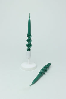 Twiselle Pair of Forest Green Spiral Twisted Taper Candles