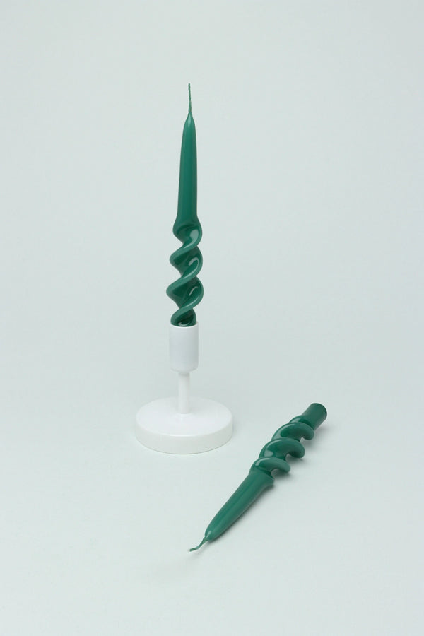 Twiselle Pair of Forest Green Spiral Twisted Taper Candles