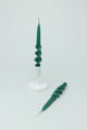 Twiselle Set of 2 Spiral Twisted Hand Dipped Dinner Forest Green Taper Candles - G Decor