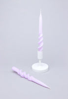 Twiselle Set of 2 Spiral Twisted Hand Dipped Dinner Lilac Taper Candles - G Decor