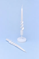 Twiselle Pair of Pearl White Spiral Twisted Taper Candles — G Decor