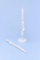Twiselle Set of 2 Spiral Twisted Hand Dipped Dinner Pearl White Taper Candles - G Decor