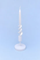 Twiselle Pair of Pearl White Spiral Twisted Taper Candles — alternate view, G Decor