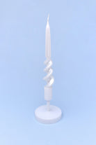 Twiselle Set of 2 Spiral Twisted Hand Dipped Dinner Pearl White Taper Candles - G Decor