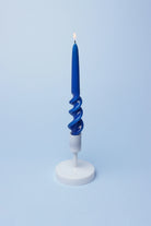 Twiselle Pair of Royal Blue Spiral Twisted Taper Candles — alternate view, G Decor