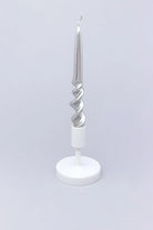 Twiselle Pair of Silver Spiral Twisted Taper Candles — alternate view, G Decor