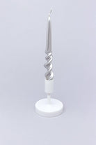 Twiselle Set of 2 Spiral Twisted Hand Dipped Dinner Silver Taper Candles - G Decor