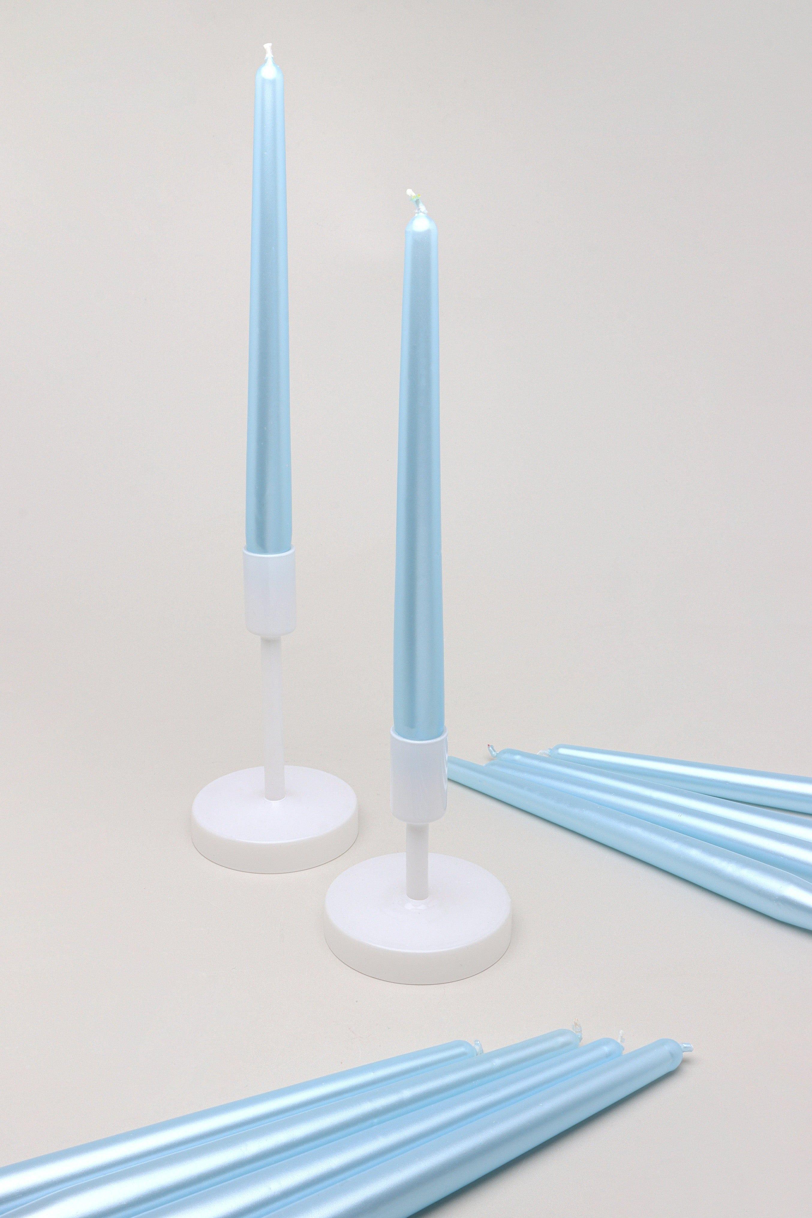 Velaré Blue Sky Set of 2, 10 or 20 Tall Hand-Finished Opaline Dinner Candles & Taper Candles - G Decor